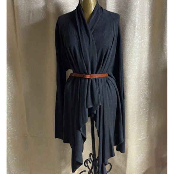 Cache Long Open Front Cardigan  In Charcoal Gray Sz M - Picture 1 of 5